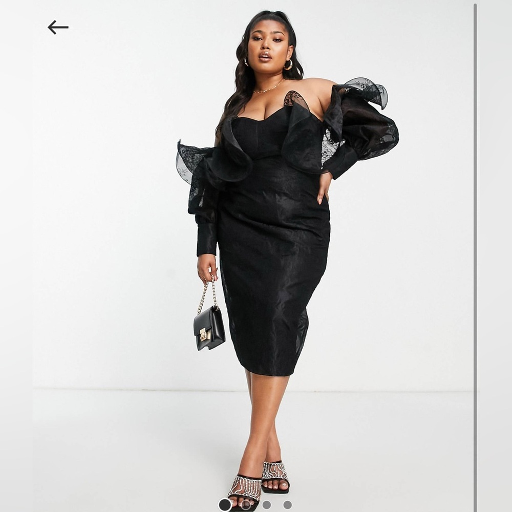 ASOS Black Lace Off-Shoulder Dress